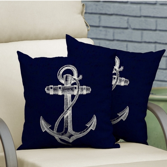 Nautical Anchor Throw Pillow - Navy - Picture 7 of 7